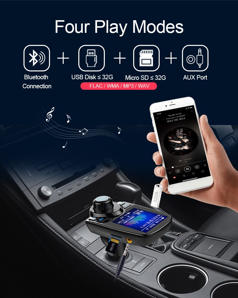 CDEN car multimedia player color screen car mp3 player fm transmitter U disk / TF music Bluetooth Car Kit car charger