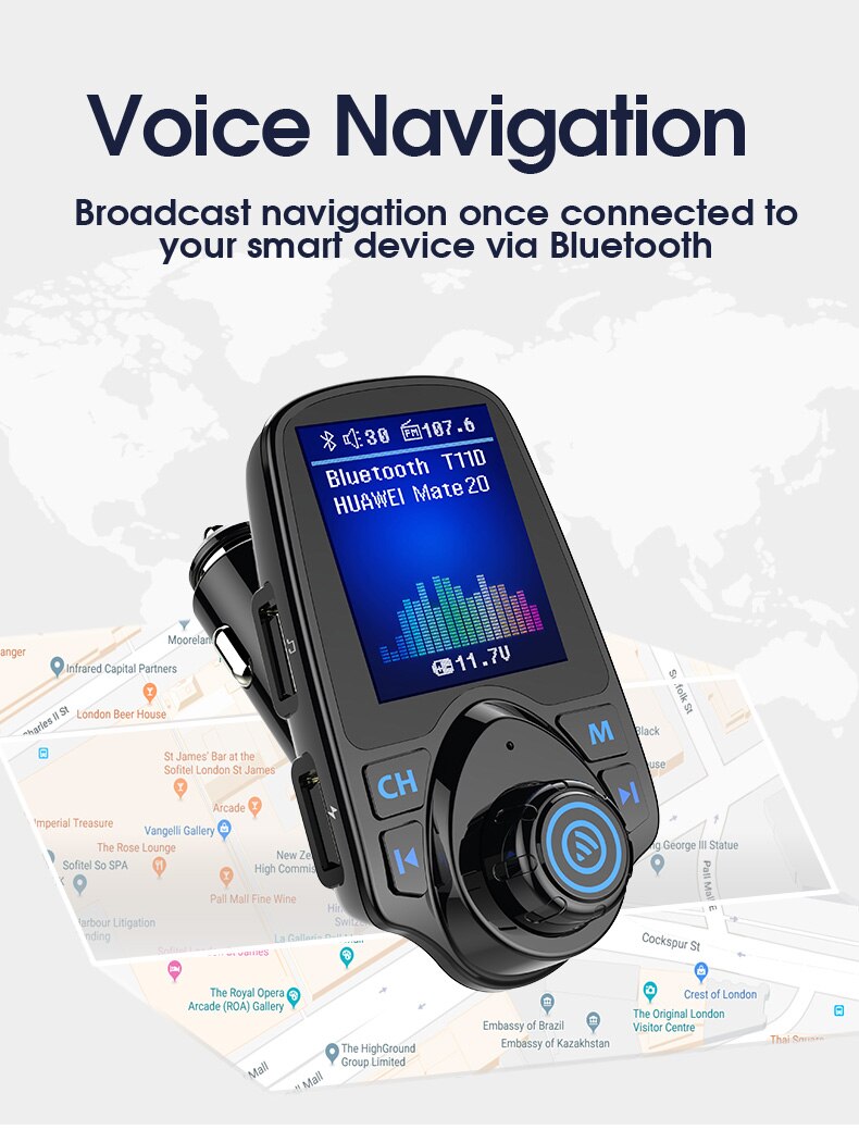 CDEN car multimedia player color screen car mp3 player fm transmitter U disk / TF music Bluetooth Car Kit car charger