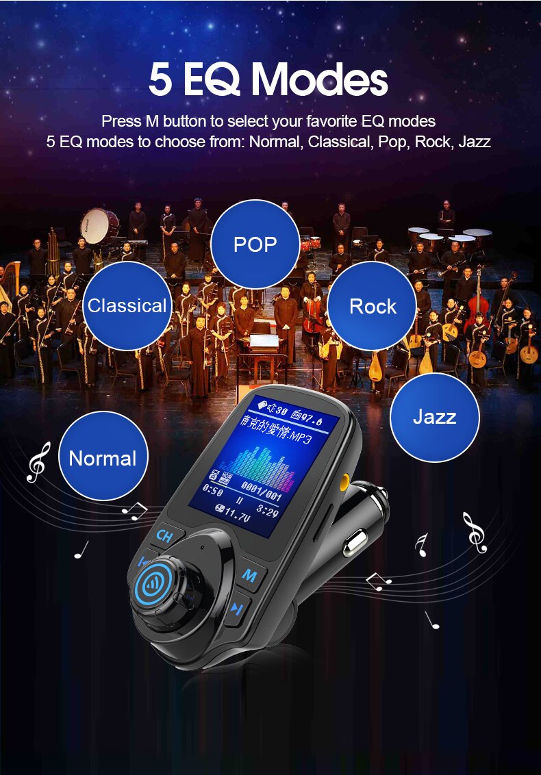 CDEN car multimedia player color screen car mp3 player fm transmitter U disk / TF music Bluetooth Car Kit car charger