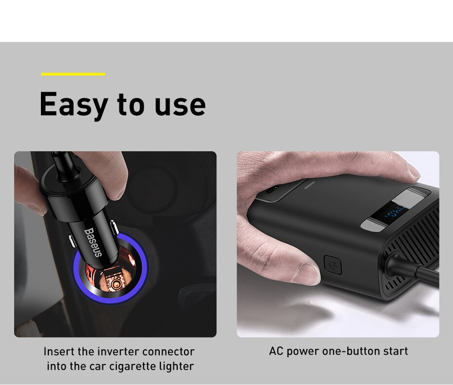 Baseus Car Power Inverter DC12V To AC 110V Portable Auto Inversor Digital Fast Charging Power Adapter For Car Charger Converter Baseus Car Power Inverter DC12V To AC 110V Portable Auto Inversor Digital Fast Charging Power Adapter For Car Charger Converter