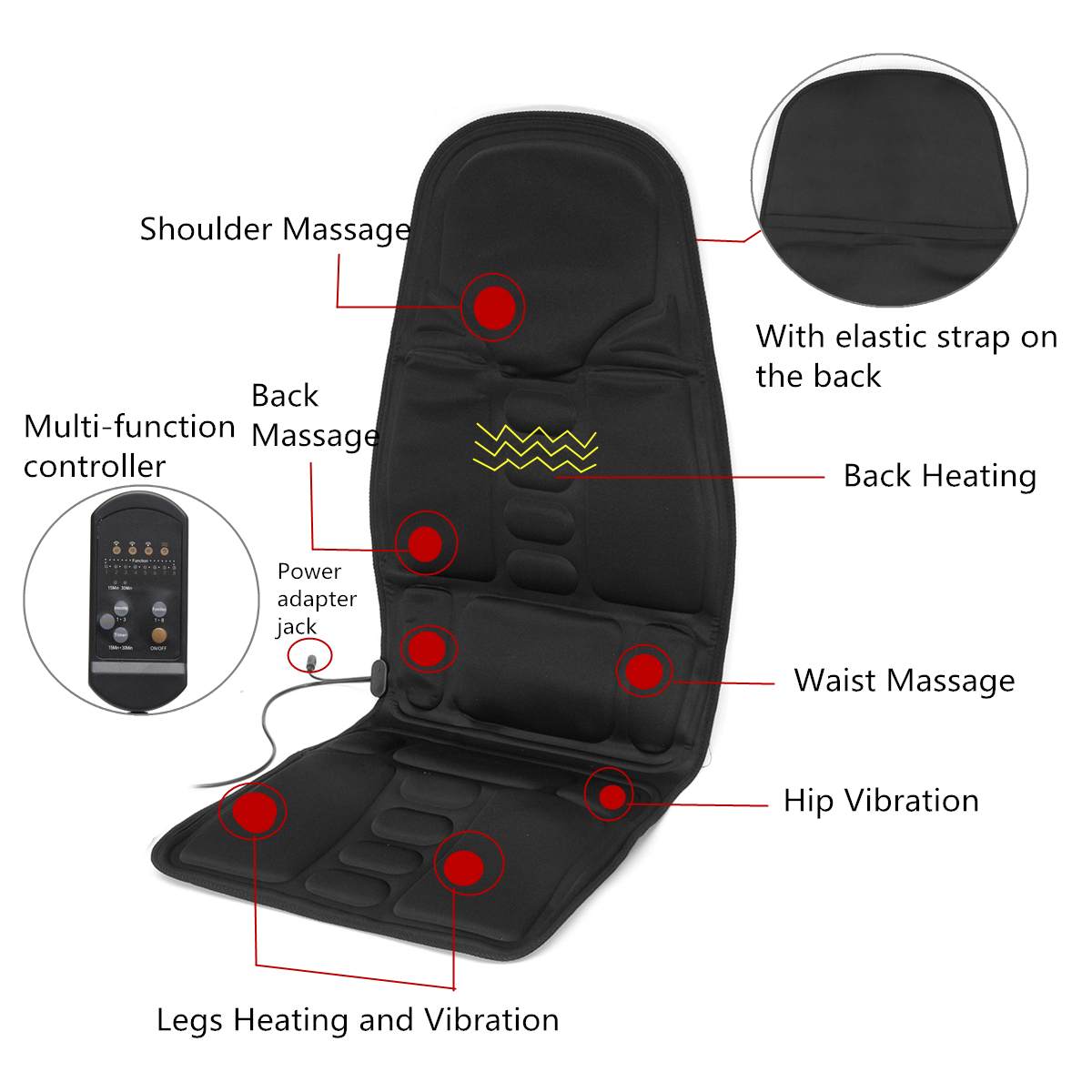 Multifunctional Car Chair Body Massage Heat Mat Seat Cover Cushion Neck Pain Lumbar Support Pad Back Massager Multifunctional Car Chair Body Massage Heat Mat Seat Cover Cushion Neck Pain Lumbar Support Pad Back Massager