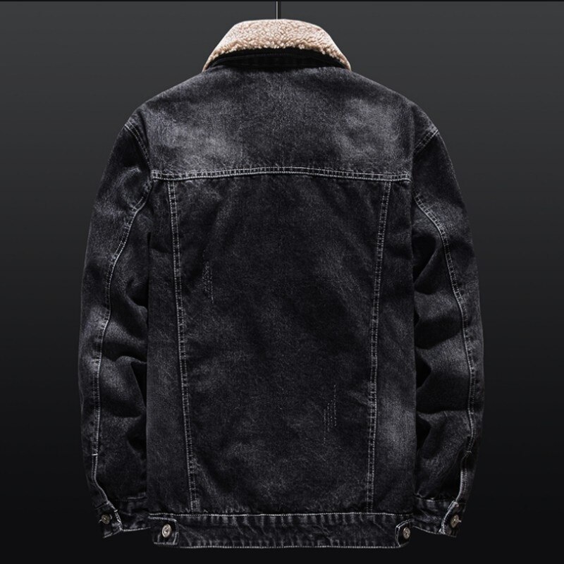 Fashion Men Denim Jacket Jeans Two Piece Set Autumn Slim Fit Matching Sets Casual Streetwear Winter Fleece Lining Cowboy Outfits